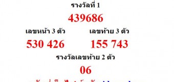 หวยออกงวด 1 มีนาคม 2559 (1-03-59) หวยงวดล่าสุด ผลสลากกินแบ่งรัฐบาล