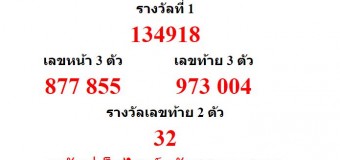 หวยออกงวด 16 มีนาคม 2559 (16-03-59) หวยงวดล่าสุด ผลสลากกินแบ่งรัฐบาล