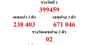 หวยออกงวด 2 พฤษภาคม 2559 (2-05-59) หวยงวดล่าสุด ผลสลากกินแบ่งรัฐบาล