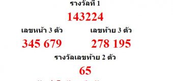 หวยออกงวด 1 กันยายน 2560 (1-09-60) หวยงวดล่าสุด ผลสลากกินแบ่งรัฐบาล