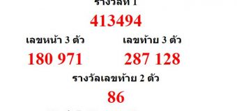 หวยออกงวด 16 ตุลาคม 2560 (16-10-60) หวยงวดล่าสุด ผลสลากกินแบ่งรัฐบาล