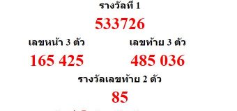 หวยออกงวด 1 พฤศจิกายน 2560 (01-11-60) หวยงวดล่าสุด ผลสลากกินแบ่งรัฐบาล