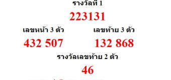 หวยออกงวด 16 มิถุนายน 2561 (16-06-61) หวยงวดล่าสุด ผลสลากกินแบ่งรัฐบาล