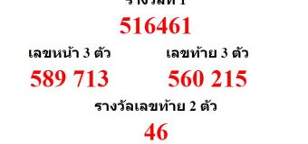 หวยออกงวด 1 มิถุนายน 2562 (1-06-62) หวยงวดล่าสุด ผลสลากกินแบ่งรัฐบาล